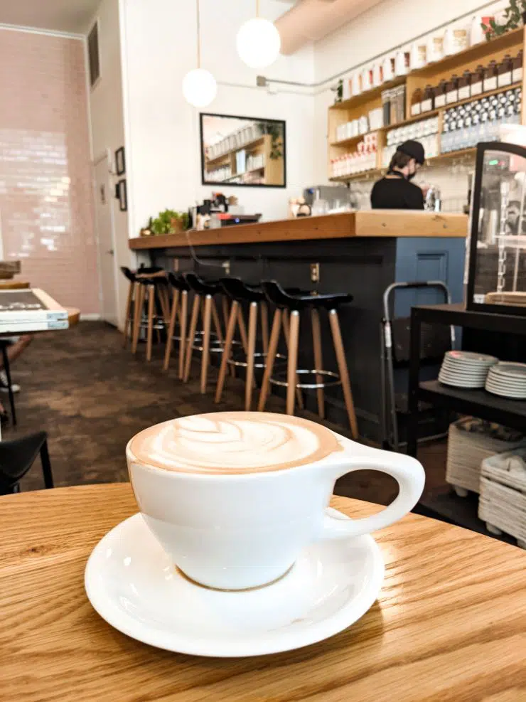 latte art at flatbread & butter coffee shop in st pete