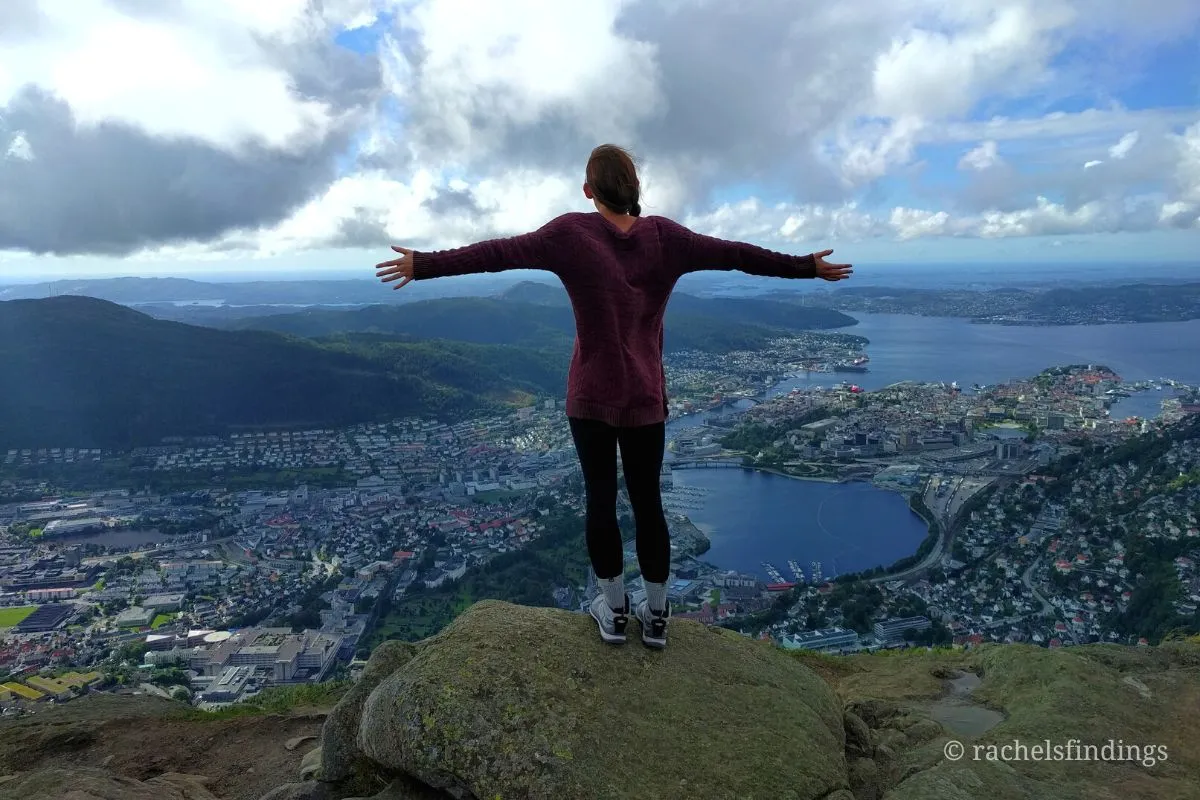 girl standing on edge of mt ulriken