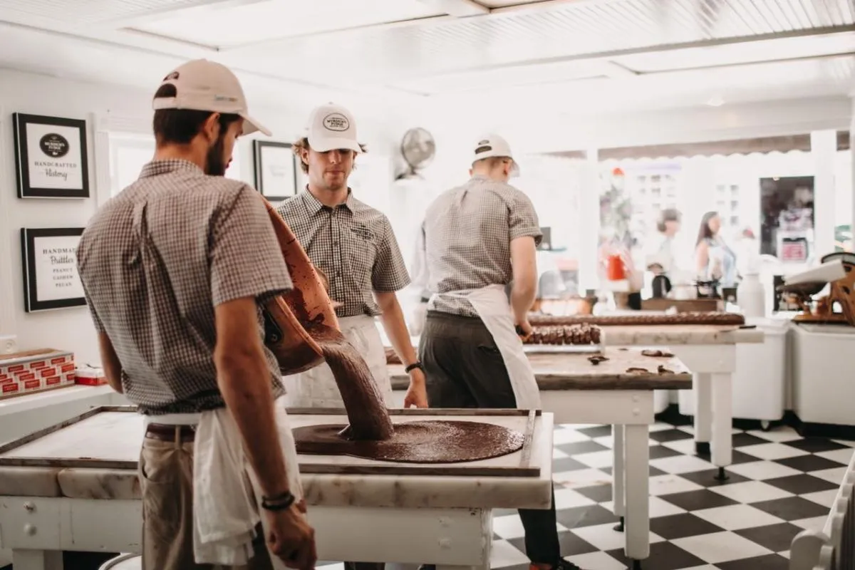 watching the fudgemakers at original murdicks fudge is one of the best things to do on Mackinac island